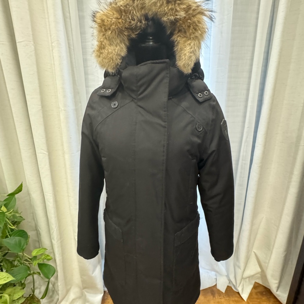 Nobis Women's Black Parka with Faux Fur Hood